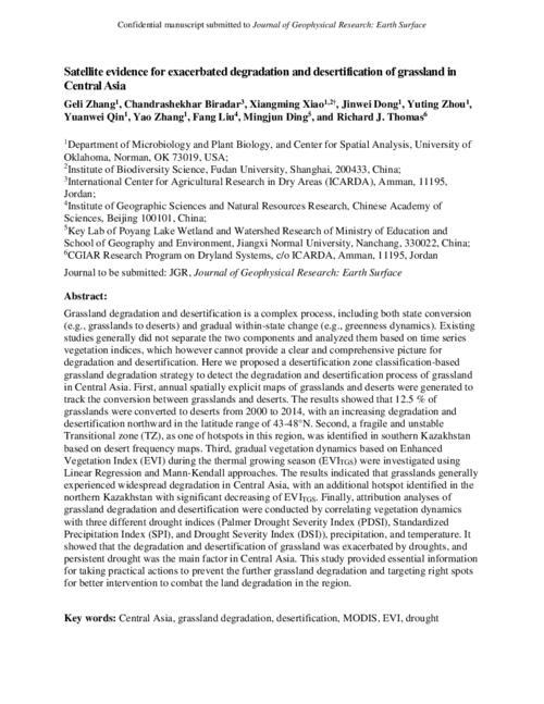 Exacerbated degradation and desertification of grassland in Central Asia