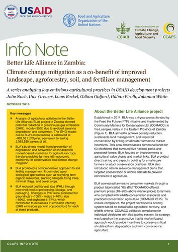 Better Life Alliance in Zambia: Climate change mitigation as a co-benefit of improved landscape, agroforestry, soil, and fertilizer management