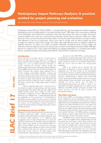 Participatory Impact Pathways Analysis: A practical method for project planning and evaluation