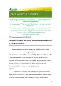 High temperature tolerance in chickpea and its implications for plant improvement