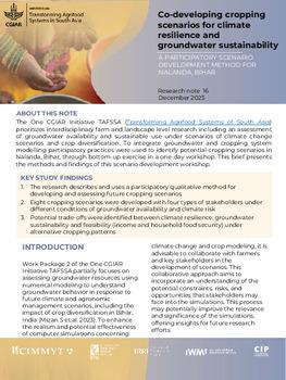 Co-developing cropping scenarios for climate resilience and groundwater sustainability: A participatory scenario development method for Nalanda, Bihar