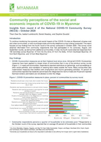 Community perceptions of the social and economic impacts of COVID-19 in Myanmar: Insights from round 4 of the National COVID-19 Community Survey (NCCS) – October 2020