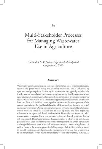 Multi-stakeholder processes for managing wastewater use in agriculture