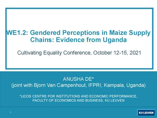 WE1.2: Gendered perceptions in Maize supply chains: Evidence from Uganda