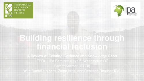 Berber Kramer, "Building Resilience through Financial Inclusion: A Review of Existing Evidence and Knowledge Gaps"