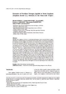 Dynamics of Fertilizer Nitrogen Applied to Sweet Sorghum (Sorghum bicolor (L.) Moench) in the Semi-Arid Tropics