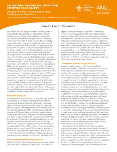 Managing aflatoxin contamination of maize: Developing host resistance