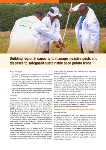 Building regional capacity to manage invasive pests and diseases to safeguard sustainable seed potato trade