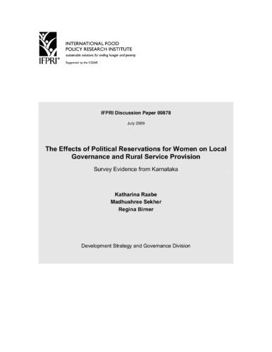 The effects of political reservations for women on local governance and rural service provision