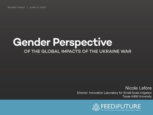 Gender Perspective of the Global Impacts of the Ukraine War