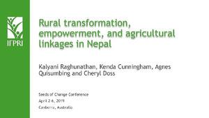 Rural transformation, empowerment, and agricultural linkages in Nepal