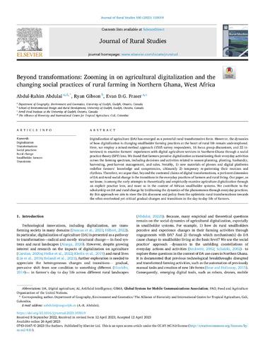 Beyond transformations: Zooming in on agricultural digitalization and the changing social practices of rural farming in Northern Ghana, West Africa