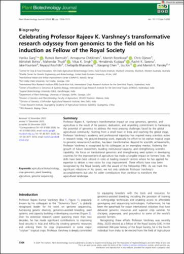 Celebrating Professor Rajeev K. Varshney's transformative research odyssey from genomics to the field on his induction as Fellow of the Royal Society