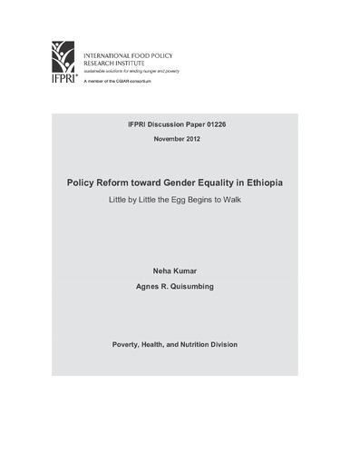 Policy reform toward gender equality in Ethiopia: Little by little the egg begins to walk
