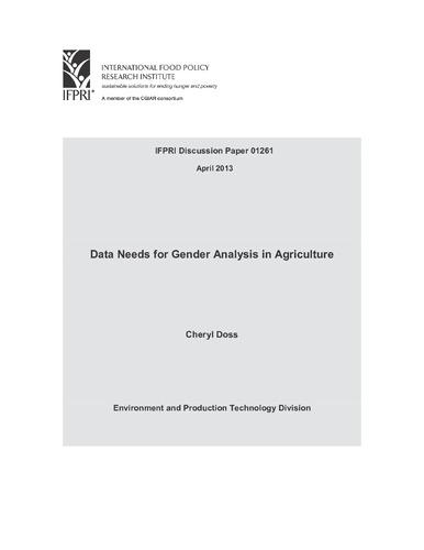 Data needs for gender analysis in agriculture