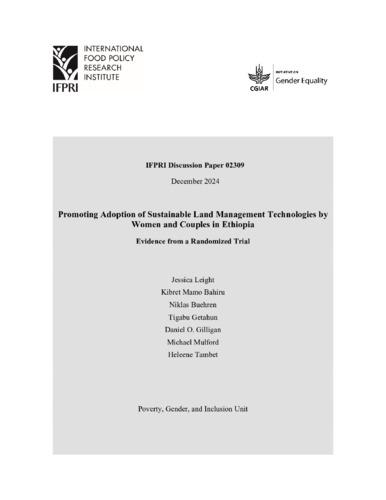 Promoting adoption of sustainable land management technologies by women and couples in Ethiopia: Evidence from a randomized trial
