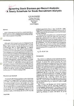 Spawning stock biomass-per-recruit analysis: a timely substitute for stock recruitment analysis