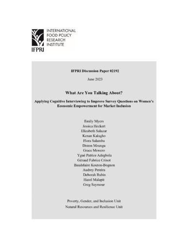 What are you talking about? Applying cognitive interviewing to improve survey questions on women’s economic empowerment for market inclusion