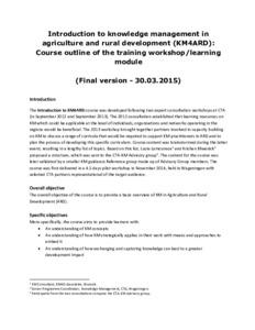 Introduction to knowledge management in agriculture and rural development (KM4ARD)