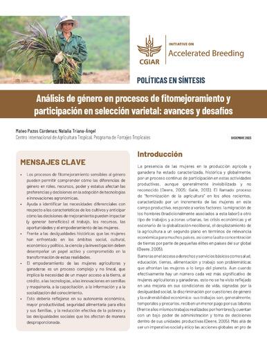 Análisis de género en procesos de fitomejoramiento y participación en selección varietal: Avances y desafíos