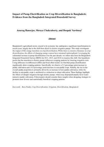 Impact of pump electrification on crop diversification in Bangladesh: Evidence from the Bangladesh integrated household survey
