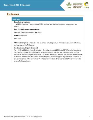 Mobilizing high school students as climate-smart agriculture information providers in farming communities in the Philippines