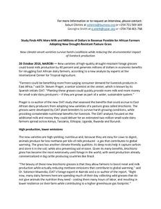 Study finds 40% more milk and millions of dollars in revenue possible for African farmers adopting new drought-resistant pasture grass: New climate-smart varieties survive harsh conditions while reducing the environmental impact of livestock production