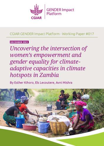 Uncovering the intersection of women's empowerment and gender equality for climate adaptive capacities in climate hotspots in Zambia
