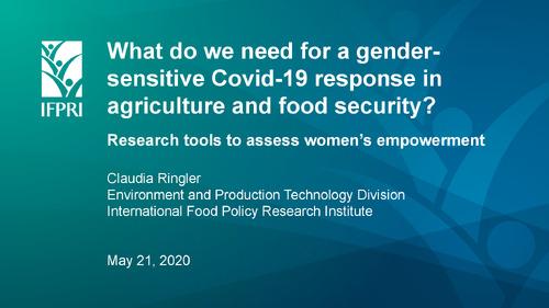 What do we need for a gender-sensitive Covid-19 response in agriculture and food security? Research tools to assess women's empowerment