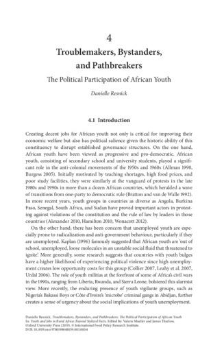 Troublemakers, bystanders, and pathbreakers: The political participation of African youth