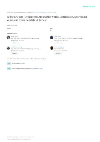 Edible crickets (Orthoptera) around the world: distribution, nutritional value, and other benefits - a review