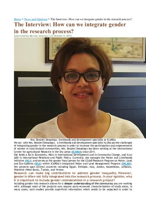 The Interview: How can we integrate gender in the research process?