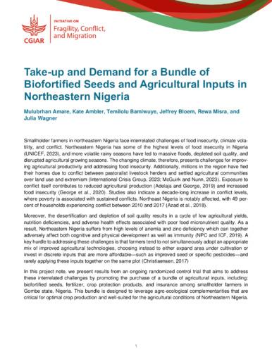 Take-up and demand for a bundle of biofortified seeds and agricultural inputs in northeastern Nigeria