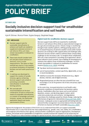 Socially inclusive decision support tool for smallholder sustainable intensification and soil health