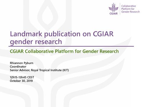 Crafting the Next Generation of CGIAR Gender Research