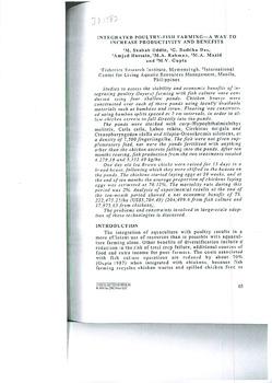 Integrated poultry-fish farming: a way to increase productivity benefits