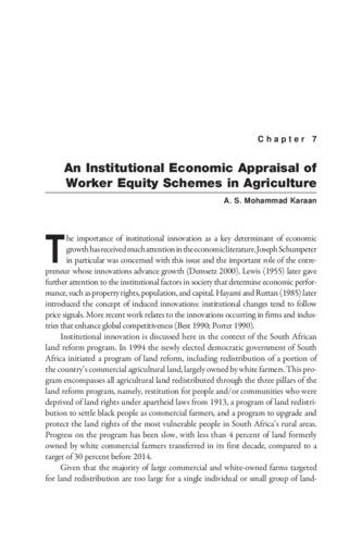 An institutional economic appraisal of worker equity schemes in agriculture