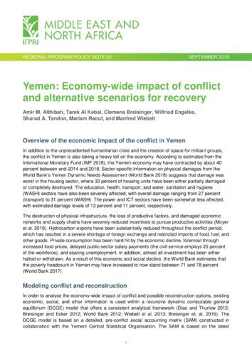 Yemen: Economy-wide impact of conflict and alternative scenarios for recovery