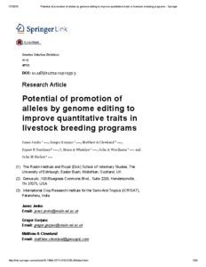 Potential of promotion of alleles by genome editing to improve quantitative traits in livestock breeding programs
