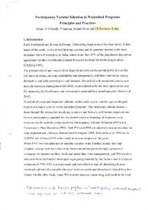 Participatory Varietal Selection in Watershed Programs Principles and Practices