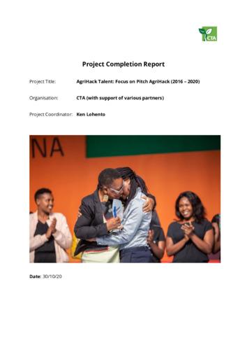 CTA Project Completion Report: AgriHack Talent: Focus on Pitch AgriHack