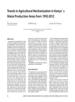 Trends in agricultural mechanization in Kenya’ s maize production areas from 1992-2012