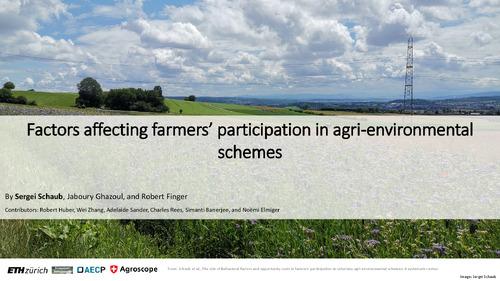 Factors affecting farmers’ participation in agri-environmental schemes