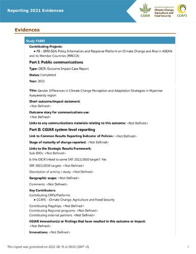 Gender Differences in Climate Change Perception and Adaptation Strategies in Myanmar Ayeyawardy region