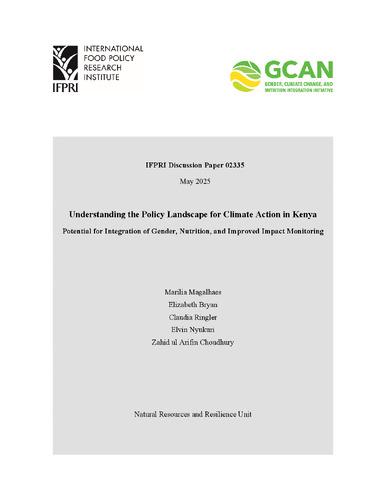 Understanding the policy landscape for climate action in Kenya: Potential for integration of gender, nutrition, and improved impact monitoring