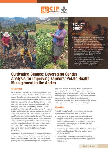 Cultivating Change: Leveraging Gender Analysis for Improving Farmers’ Potato Health Management in the Andes