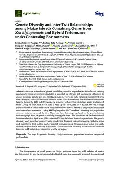 Genetic diversity and inter-trait relationships among maize inbreds containing genes from Zea diploperennis and hybrid performance under contrasting environments