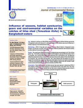 Influence of seasons, habitat sanctuaries, gears and environmental variables on the catches of hilsa shad (Tenualosa ilisha) in Bangladesh waters