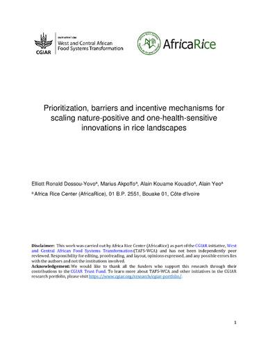 Work package 3: Inclusive landscape management: Pathways for scaling land and water innovations for resilient agri-food systems
