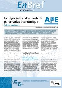 La négociation d'accords de partenariat économique: enjeux agricoles